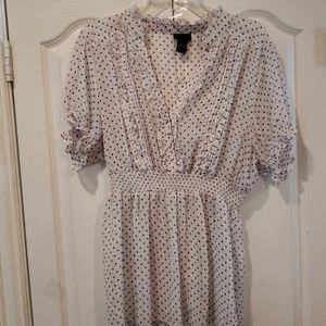 Torrid, 2X, sheer white polka dot blouse
